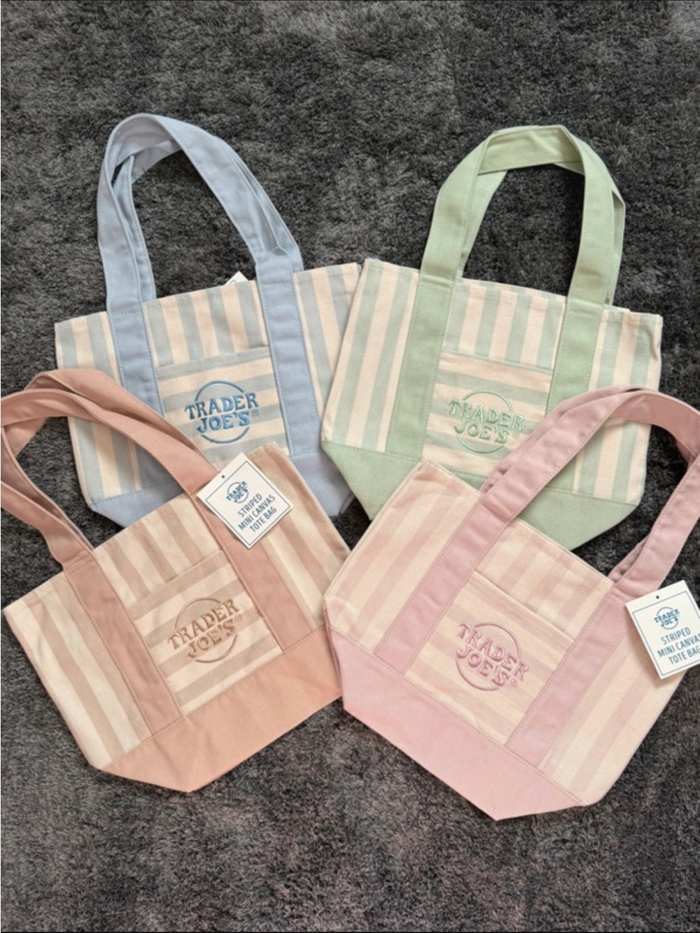 Trader Joe's Pastel Pink Striped Canvas Tote